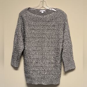 New York & Company Gray Boat Neck Cable Knit Sweater
